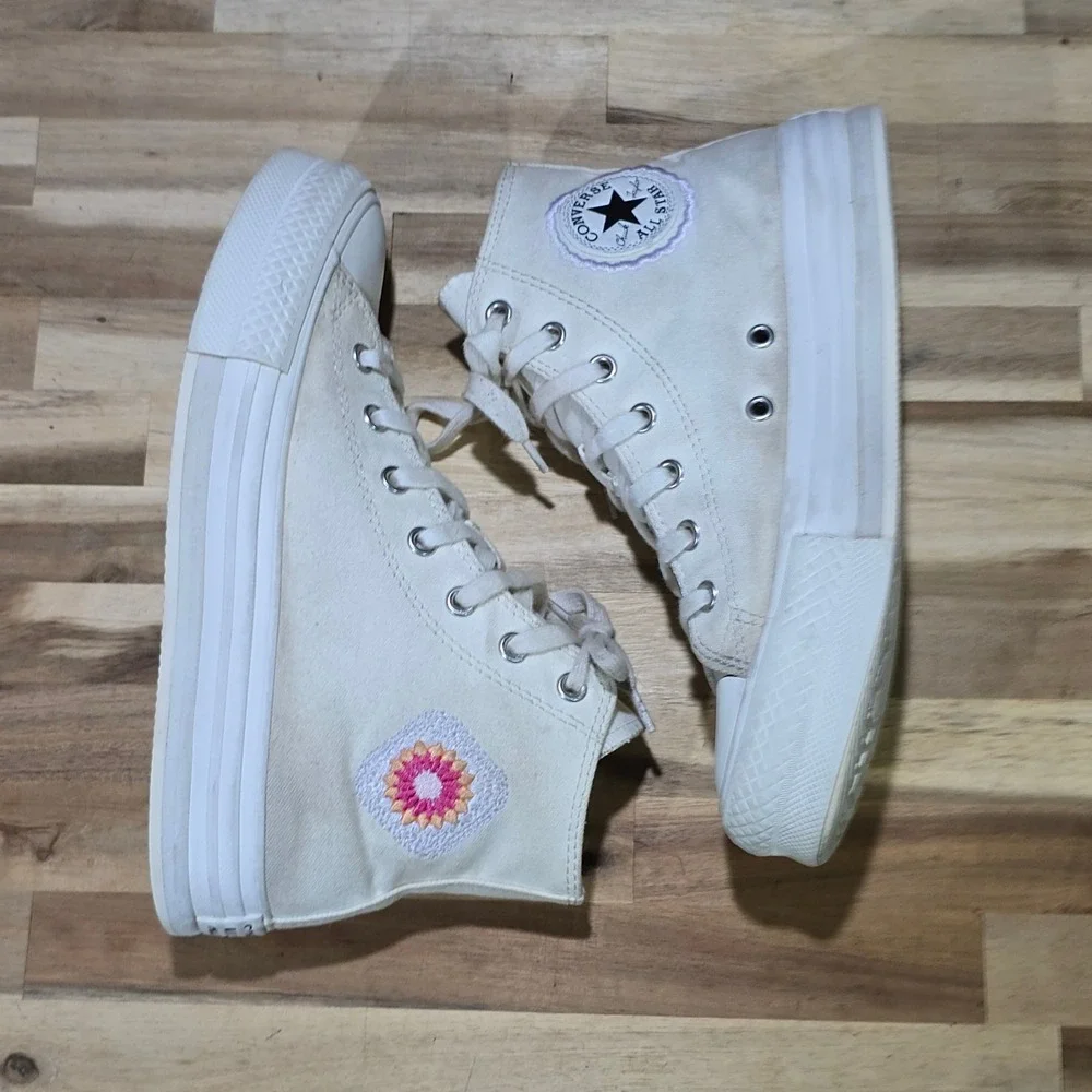 Converse Chuck Taylor All Star Lift Platform Crochet Kids 4.5 White A06084C‎